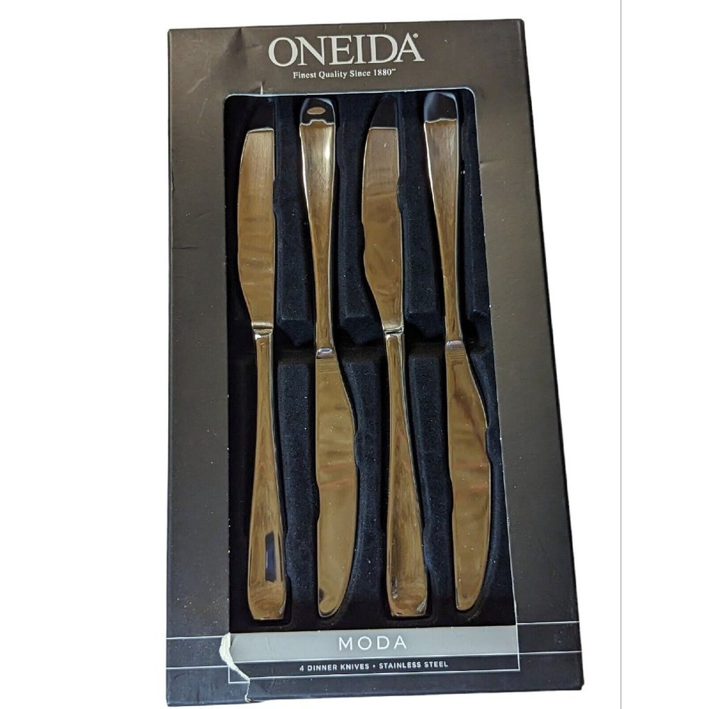 NEW Oneida Stainless Steel Moda Steak Knives Set Of 4 Flatware in box lot 18/10